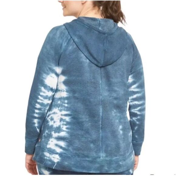 Lane Bryant LIVI Zip Front Tie Dye Hoodie Blue and White Size 14 / 16 NWT - Picture 2 of 16